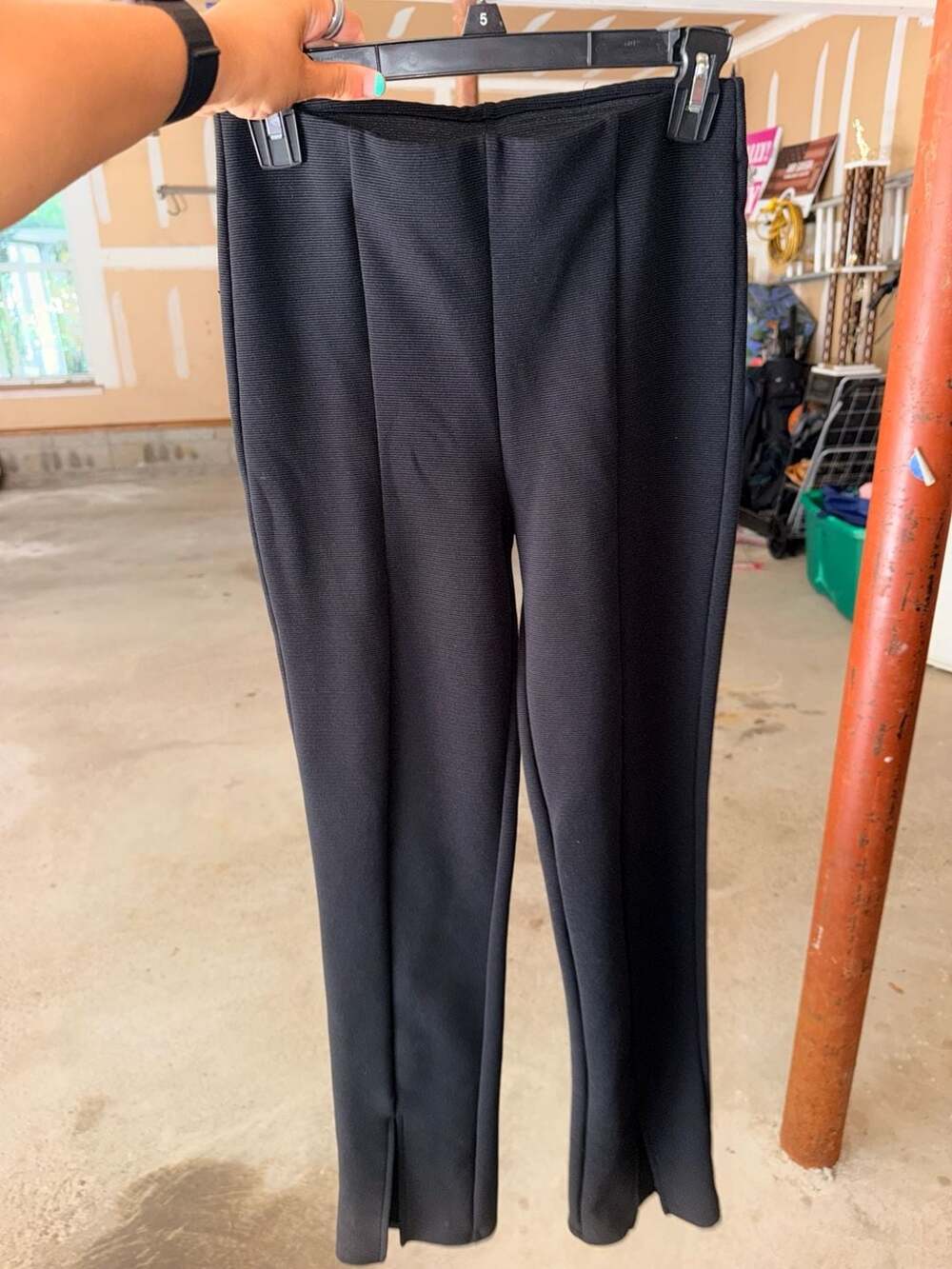 H&M Pants Size M Black Ribbed Slit Hem Leggings